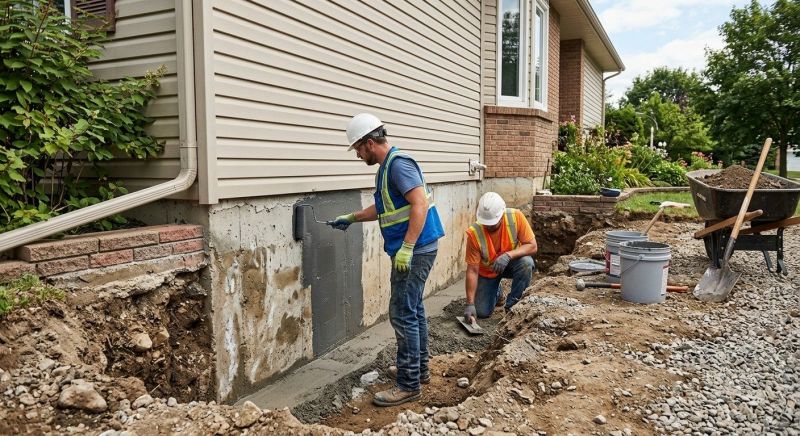 Our team working on Foundation Repair projects in Leominster, MA