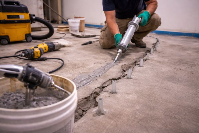 Cracked Basement Floor Repair in Leominster, MA