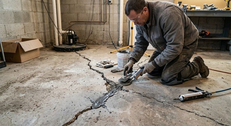 Cracked Basement Floor Repair in Leominster, MA