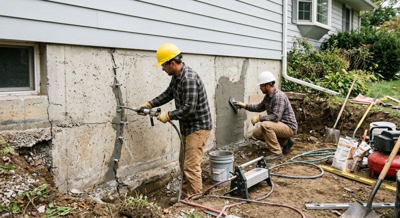 Cracked Foundation Repair in Stow, MA
