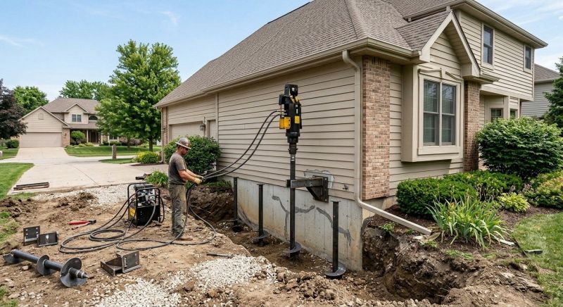 Helical Piers Installation in Leominster, MA