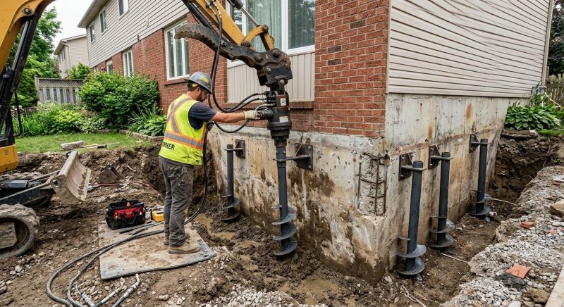 Helical Pile Installation in Leominster, MA
