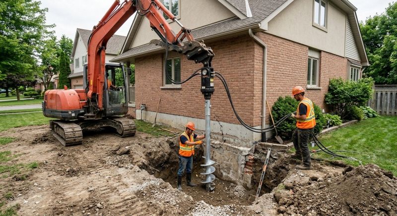 Helical Pile Installation in Leominster, MA